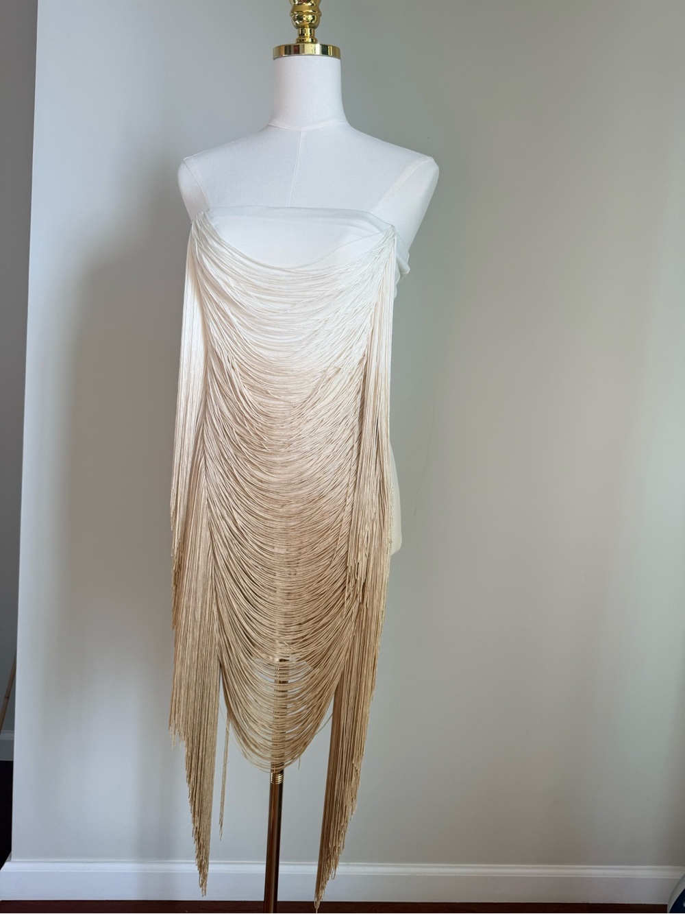 Brand new Golden/Beige N White Dress with Fringes.